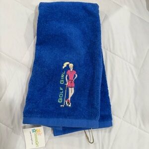 NWT The Links Collection by 1888 Mills Embroidered Blue Golf Girl Towel